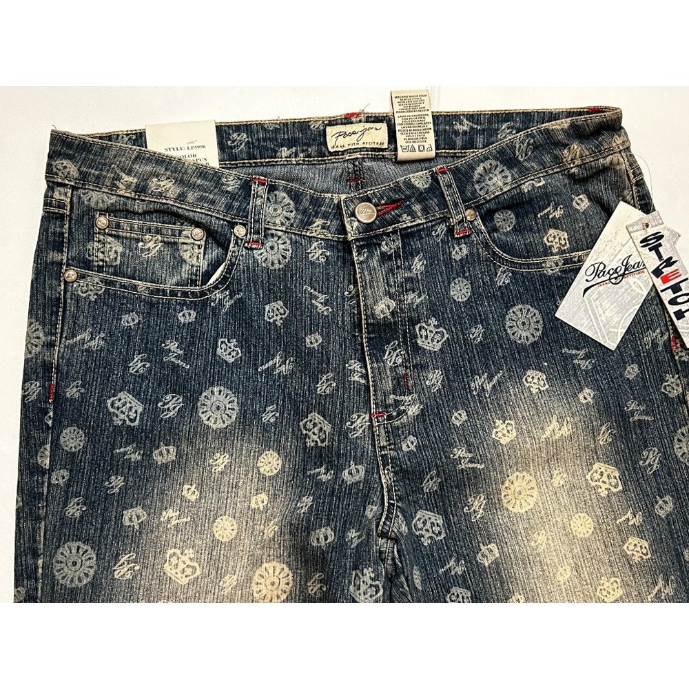 New‎ Paco Jeans with all over print of crowns etc. size 13 tall